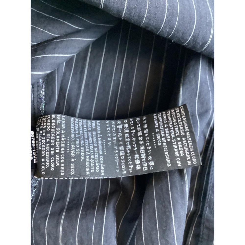 Harley Davidson Mens Sz M LS Black gray Pinstripe 2 Pockets Metal Logo Plaque - Picture 13 of 15